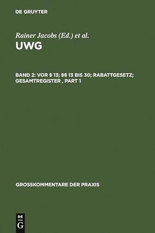 Vor § 13; §§ 13 bis 30; Rabattgesetz; Gesamtregister