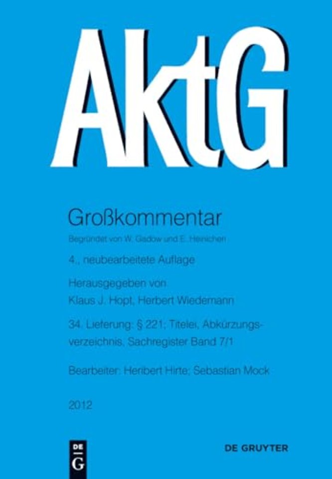 § 221; Titelei, Abkürzungsverzeichnis, Sachregister Band 7/1