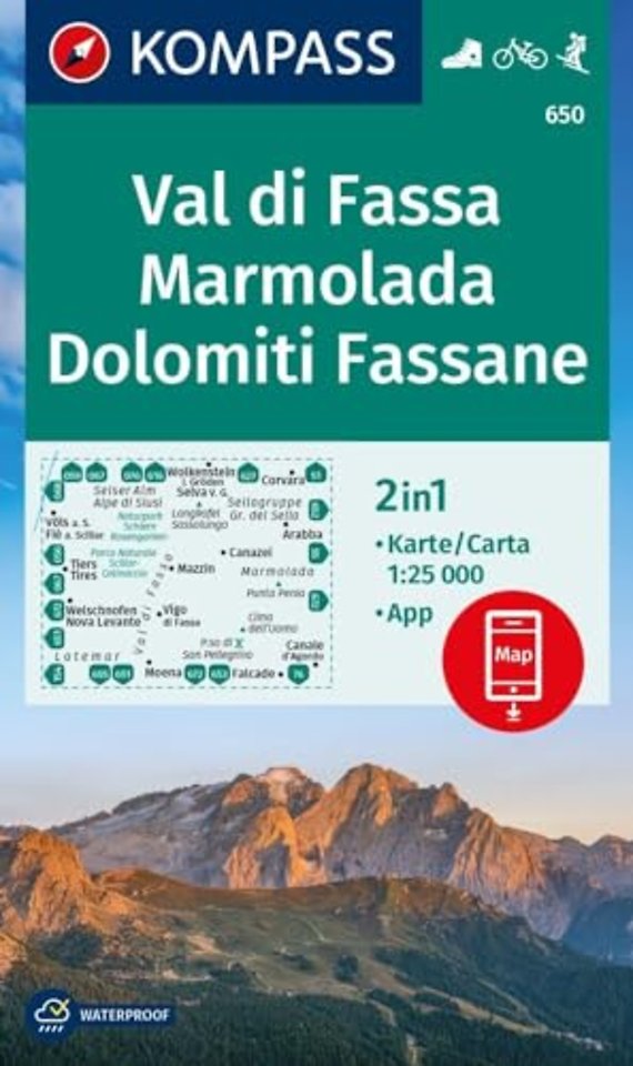 Hiking Map 650 Val di Fassa, Marmolada, Dolomiti Fassane 1:25,000