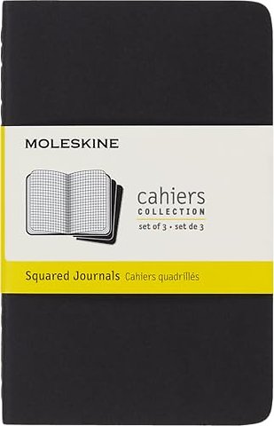 Moleskine Squared Cahier - Black Cover (3 Set)