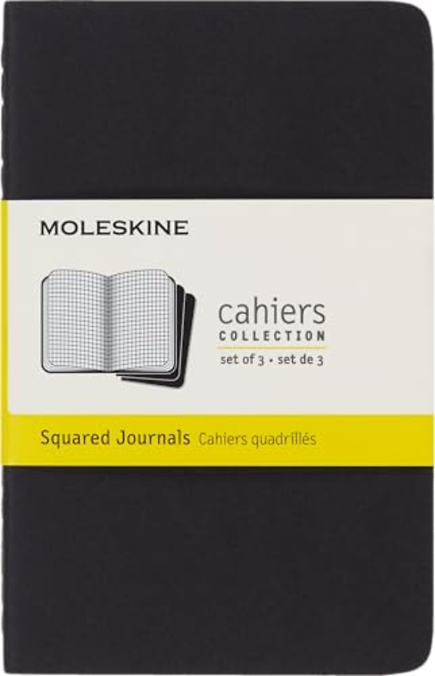 Moleskine Squared Cahier - Black Cover (3 Set)