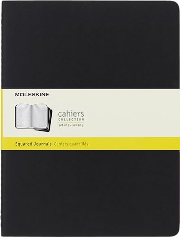 Moleskine Squared Cahier Xl - Black Cover (3 Set)