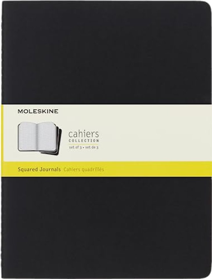 Moleskine Squared Cahier Xl - Black Cover (3 Set)