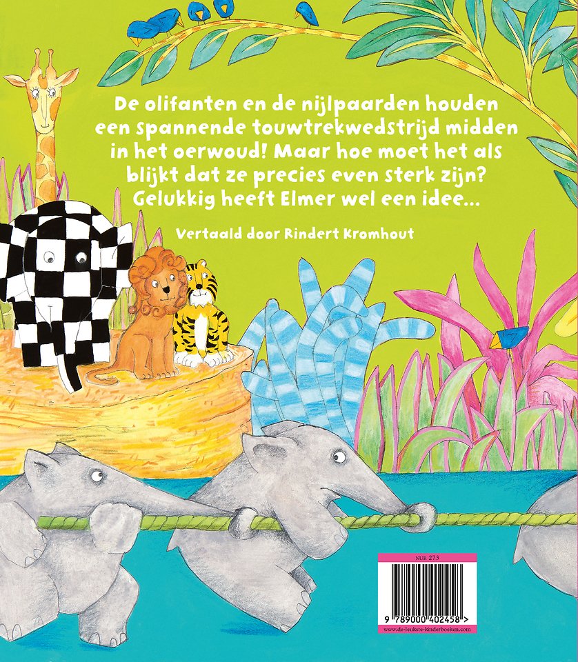 Elmer en de touwtrekwedstrijd