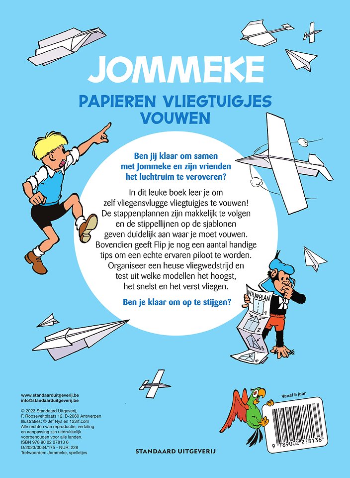 Papieren vliegtuigjes vouwen met Jommeke