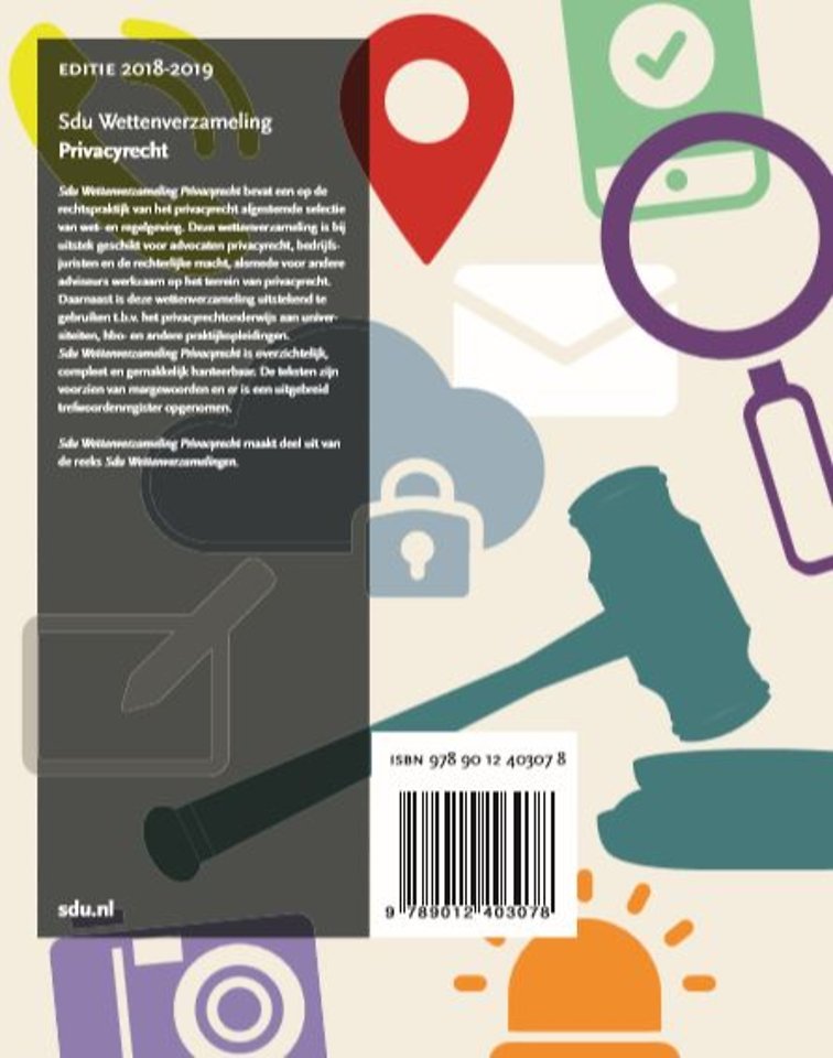 Sdu Wettenverzameling Privacyrecht - Editie 2018-2019