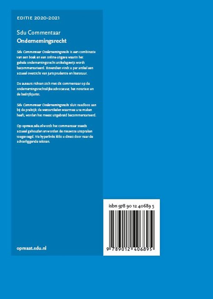 Sdu Commentaar Ondernemingsrecht. Editie 2020-2021