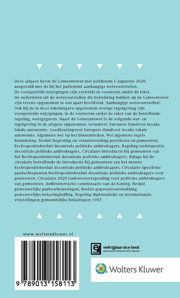 Tekstuitgave Gemeentewet 2020/2021