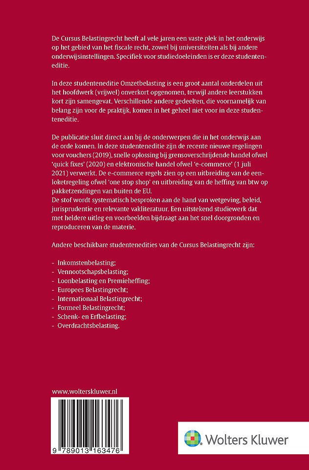 Studenteneditie Cursus Belastingrecht Omzetbelasting 2021-2022