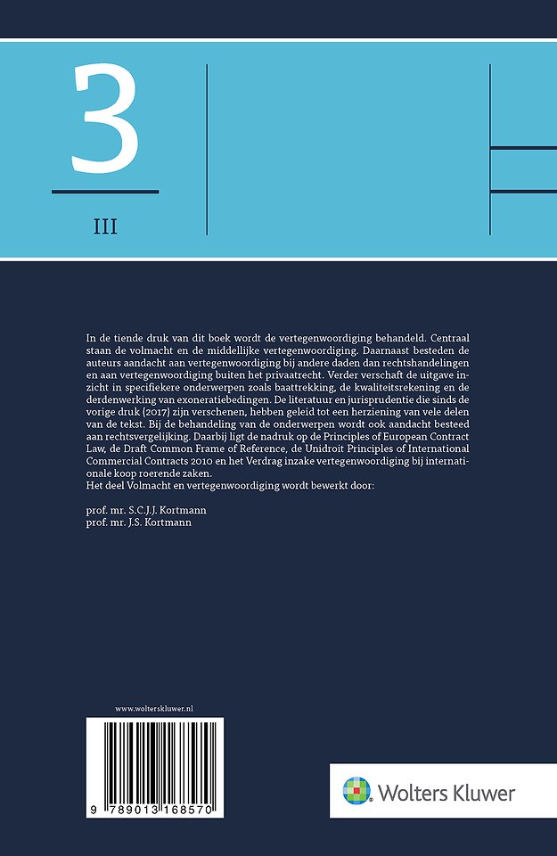 Asser 3-III Volmacht en vertegenwoordiging