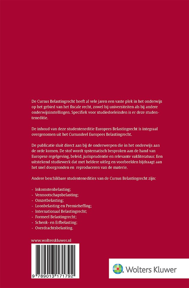 Studenteneditie Cursus Belastingrecht Europees belastingrecht 2023-2024