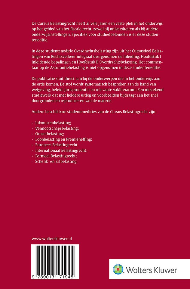 Studenteneditie Cursus Belastingrecht Overdrachtsbelasting 2023-2024