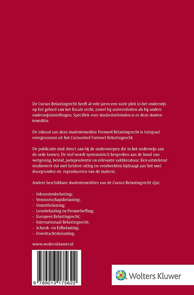 Studenteneditie Cursus Belastingrecht Formeel Belastingrecht 2024-2025