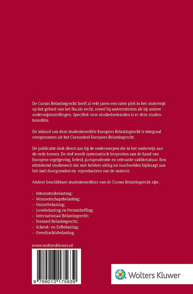 Studenteneditie Cursus Belastingrecht Europees belastingrecht 2024-2025