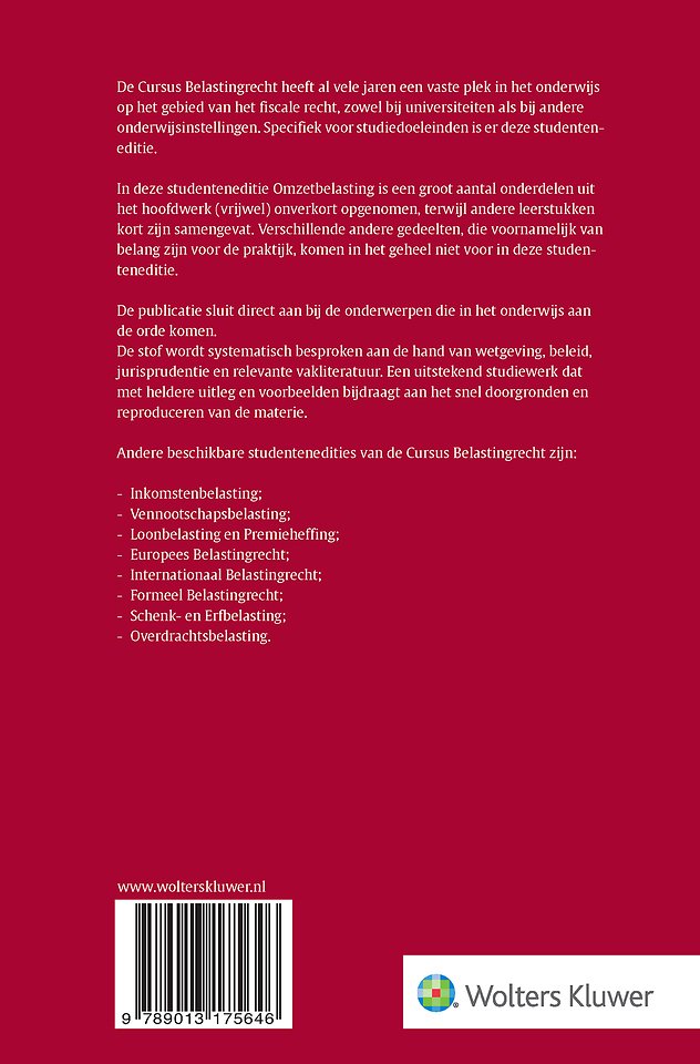 Studenteneditie Cursus Belastingrecht Omzetbelasting 2024-2025