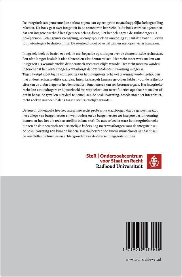 Juridische normen voor bestuurlijke integriteit in de democratische rechtsstaat