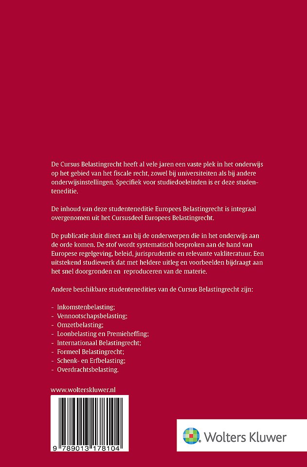 Studenteneditie Cursus Belastingrecht Europees Belastingrecht 2025-2026