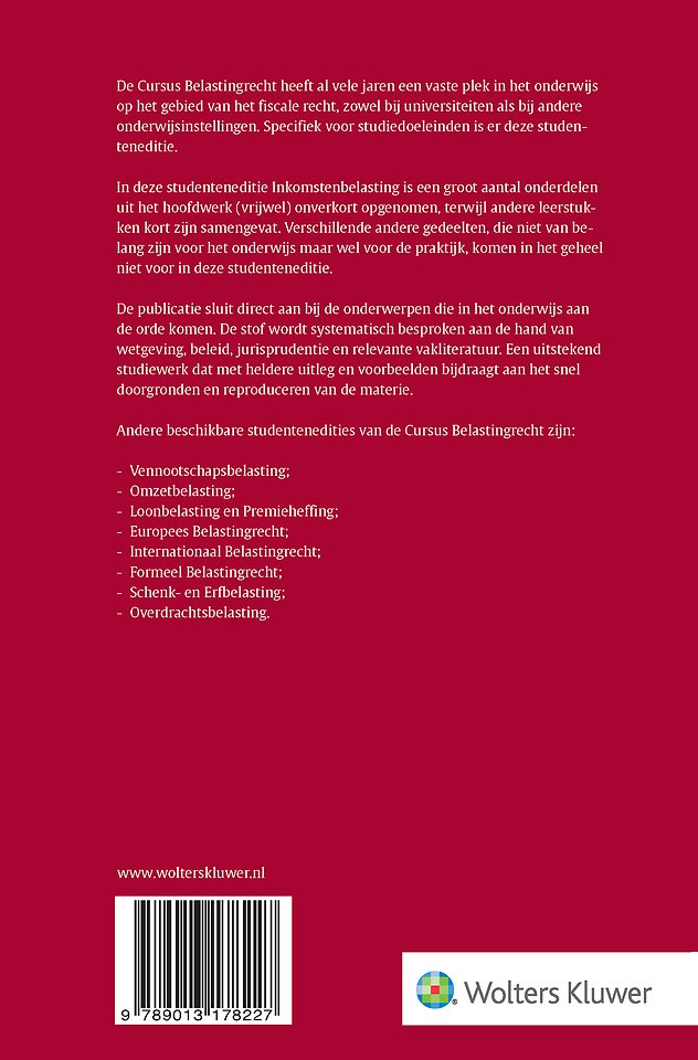 Studenteneditie Cursus Belastingrecht Inkomstenbelasting 2025-2026