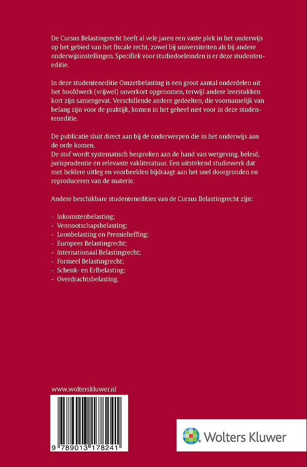 Studenteneditie Cursus Belastingrecht Omzetbelasting 2025-2026