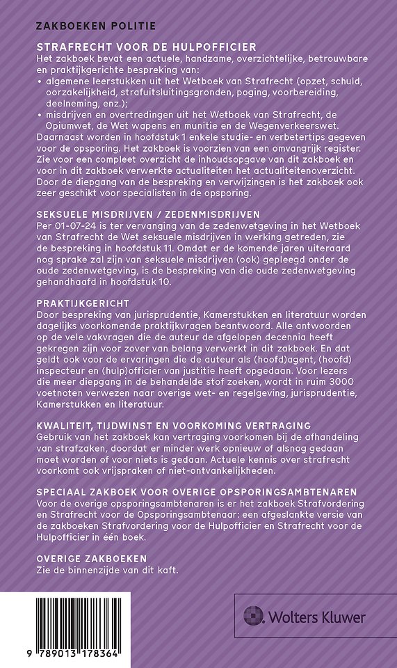 Zakboek Strafrecht voor de Hulpofficier 2025