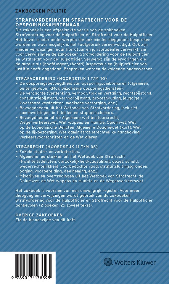 Zakboek Strafvordering en Strafrecht voor de Opsporingsambtenaar 2025
