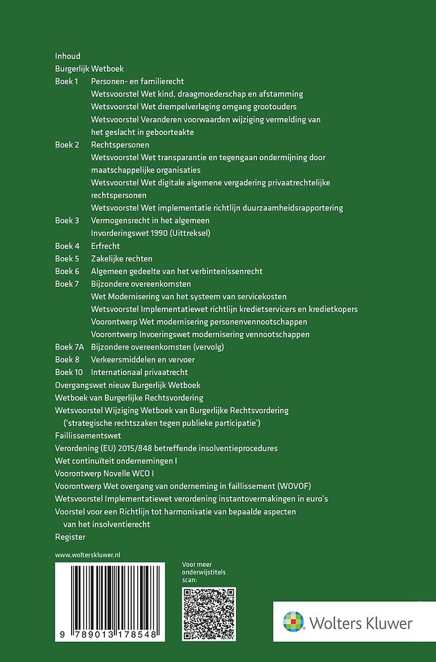 Wetteksten Burgerlijk Wetboek/Wetboek van Burgerlijke Rechtsvordering 2025-2026