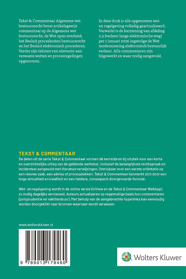 Tekst & Commentaar Algemene wet bestuursrecht