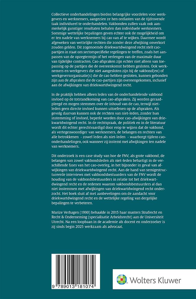 De vakbond en onderhandelingen over driekwartdwingend recht in cao's
