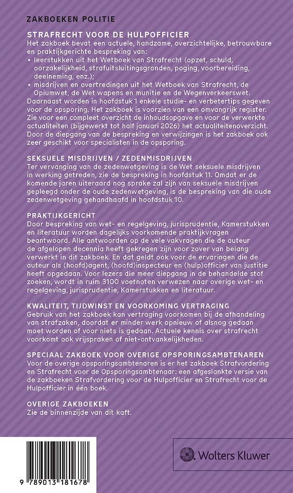 Zakboek Strafrecht voor de Hulpofficier 2026