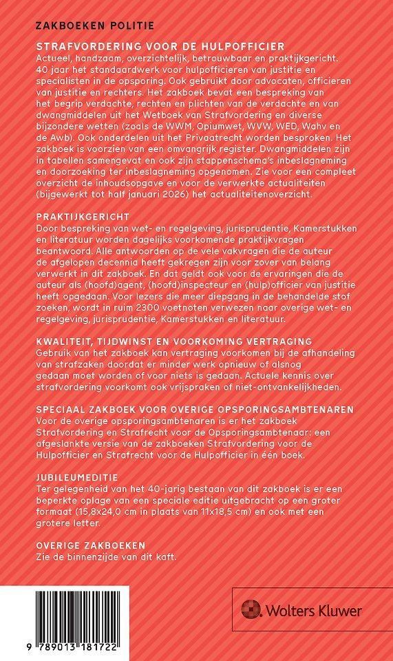 Zakboek Strafvordering voor de Hulpofficier 2026