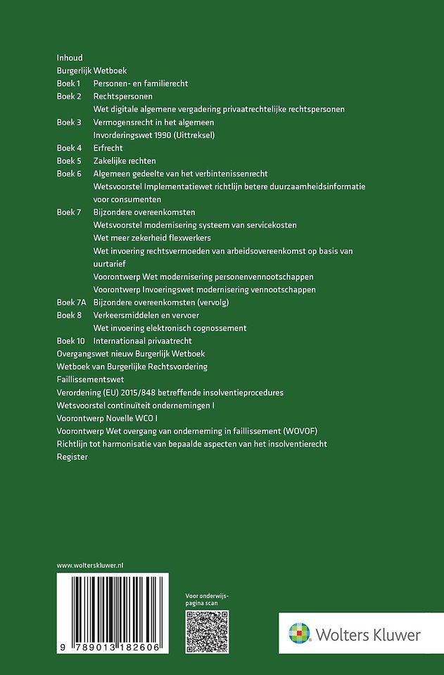 Wetteksten Burgerlijk Wetboek/Wetboek van Burgerlijke Rechtsvordering 2026-2027