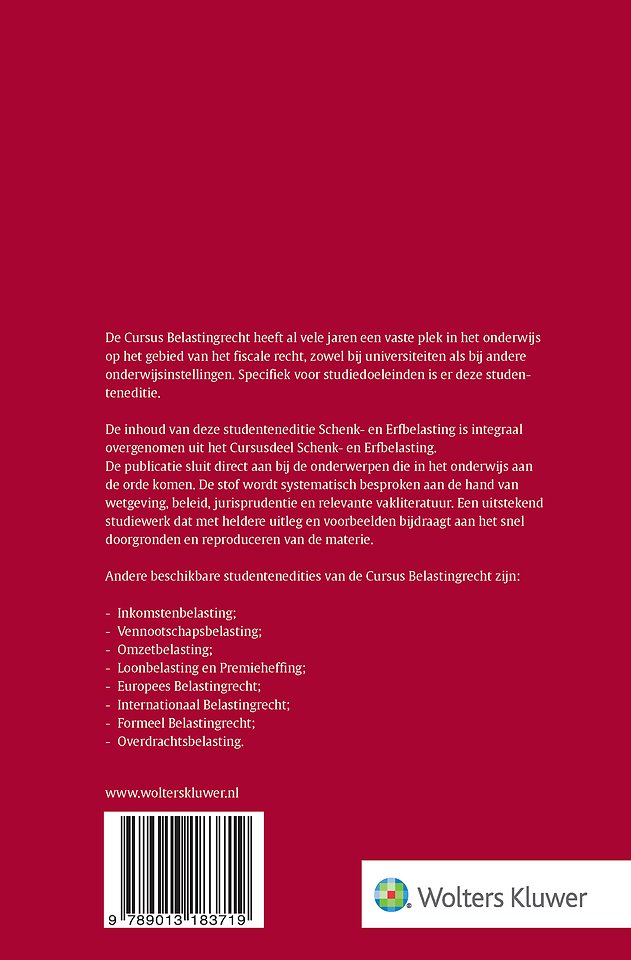 Studenteneditie Cursus Belastingrecht Schenk- en Erfbelasting 2026-2027