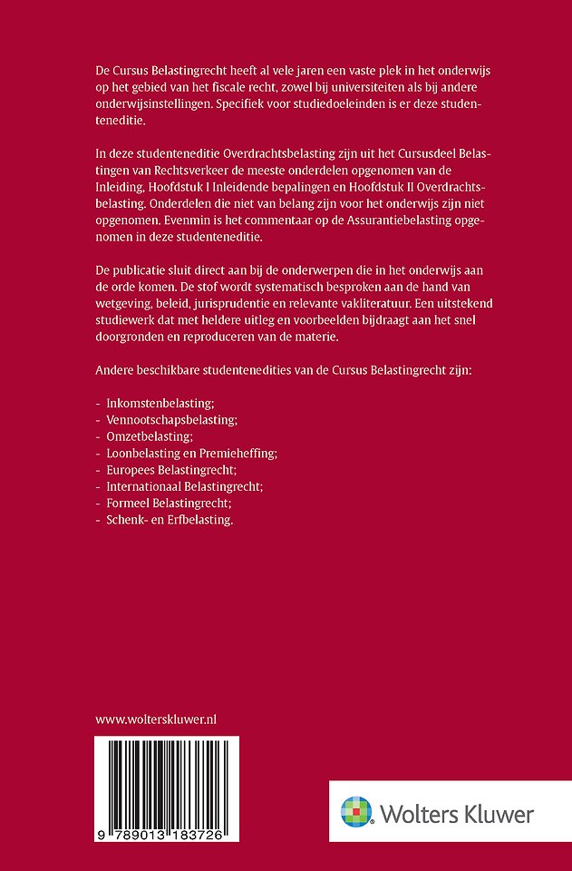 Studenteneditie Cursus Belastingrecht Overdrachtsbelasting 2026-2027
