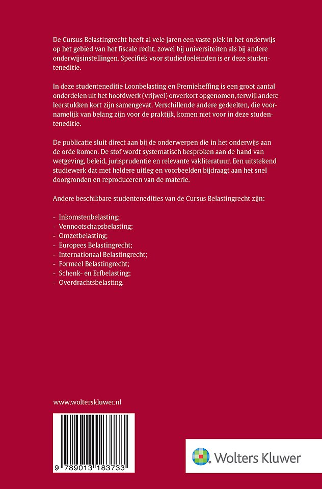 Studenteneditie Cursus Belastingrecht Loonbelasting/Premieheffing 2026-2027