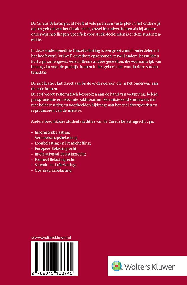Studenteneditie Cursus Belastingrecht Omzetbelasting 2026-2027