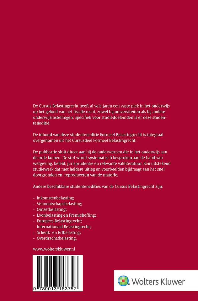 Studenteneditie Cursus Belastingrecht Formeel Belastingrecht 2026-2027
