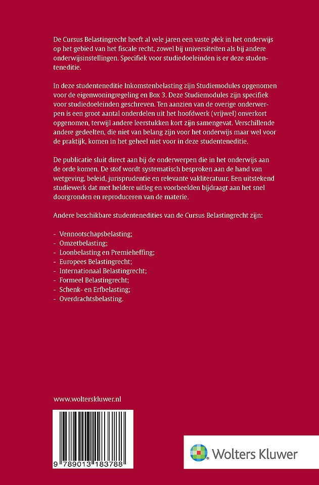 Studenteneditie Cursus Belastingrecht Inkomstenbelasting 2026-2027