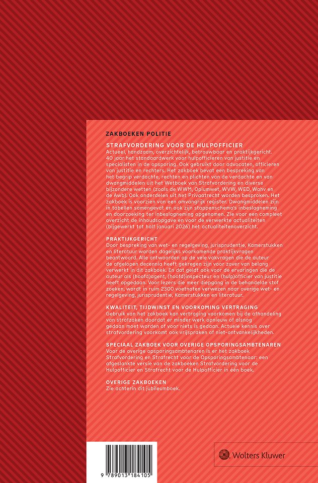 Zakboek Strafvordering voor de hulpofficier, jubileumeditie (1986-2026)