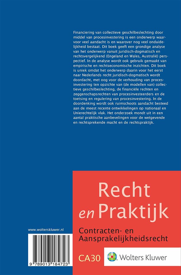 Financiering van collectieve geschilbeslechting dmv procesinvestering