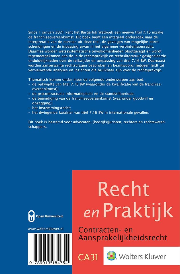 De juridische werking van de Wet franchise