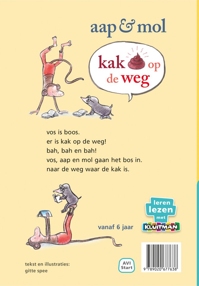 aap en mol. kak op de weg