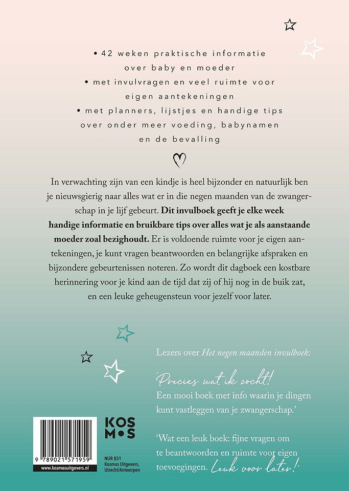 Het negen maanden invulboek