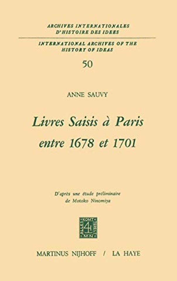 Livres saisis à Paris entre 1678 et 1701