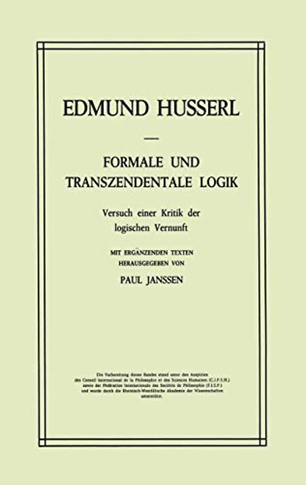 Formale und Transzendentale Logik