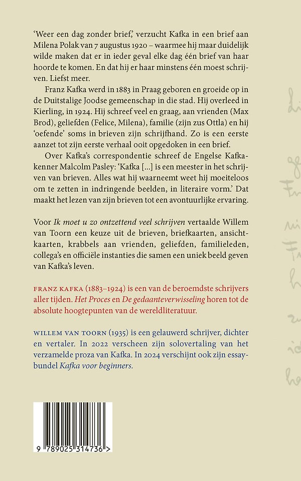 Ik moet u zo ontzettend veel schrijven