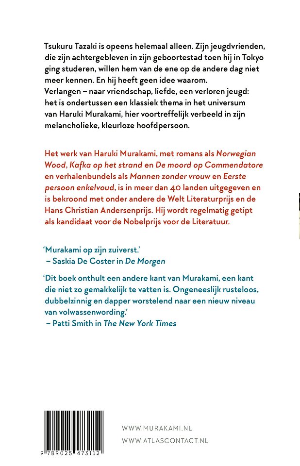 De kleurloze Tsukuru Tazaki en zijn pelgrimsjaren