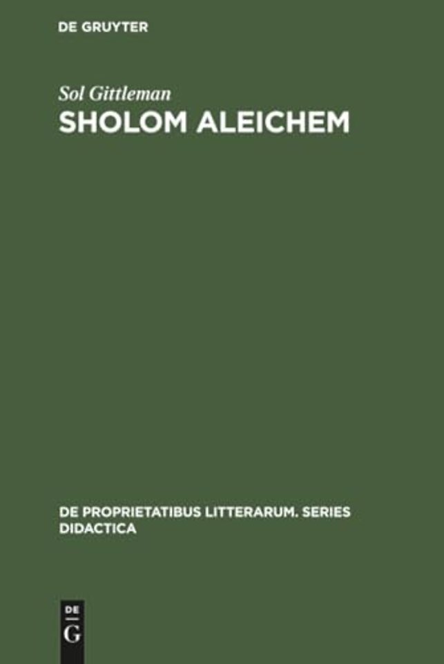 Sholom Aleichem – A Non–Critical Introduction