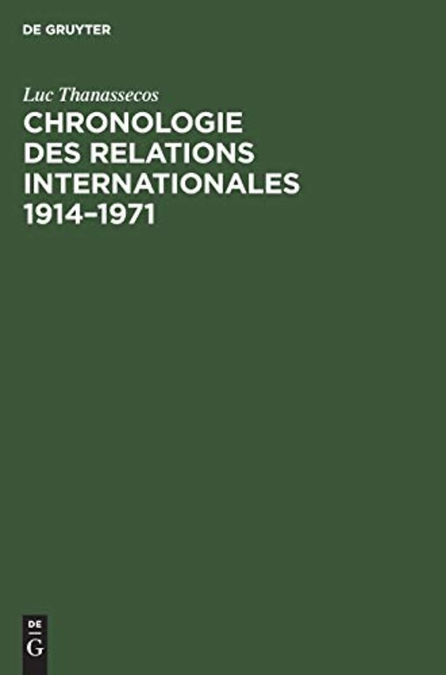 Chronologie des relations internationales 1914–1 – Exposés thématiques