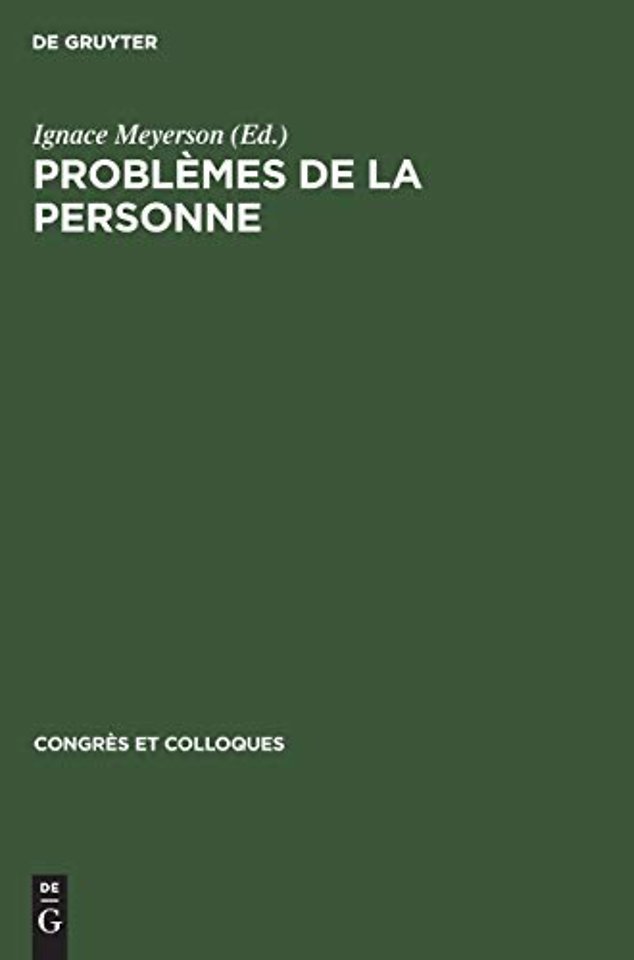 Problèmes de la personne – Colloque du Centre de Recherche de Psychologie Comparative