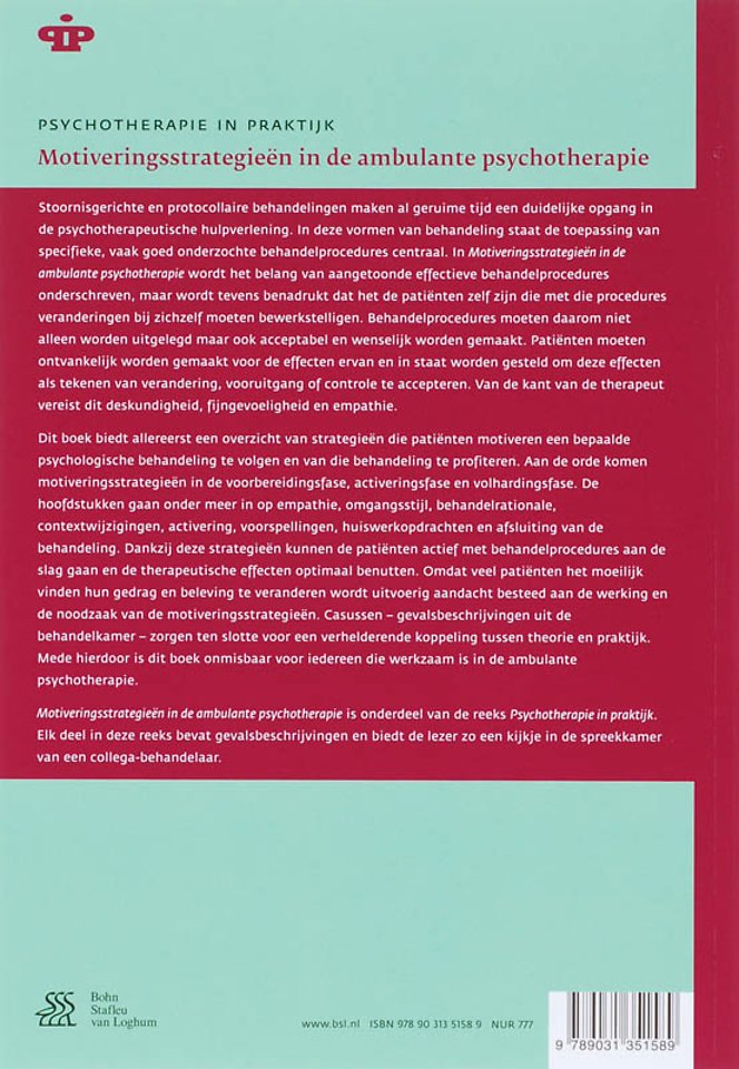 Motiveringsstrategieen in de ambulante psychotherapie